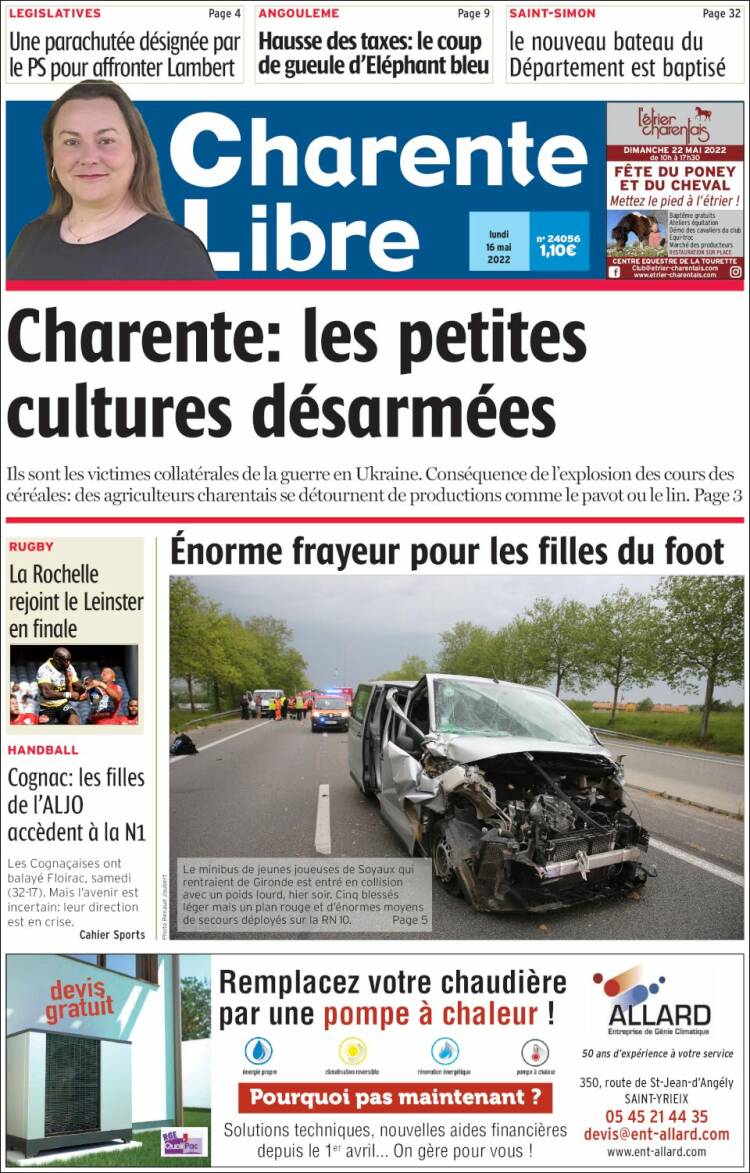 Portada de Charente Libre (Francia)