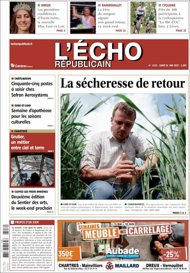 Portada de L'Echo Républicain (France)