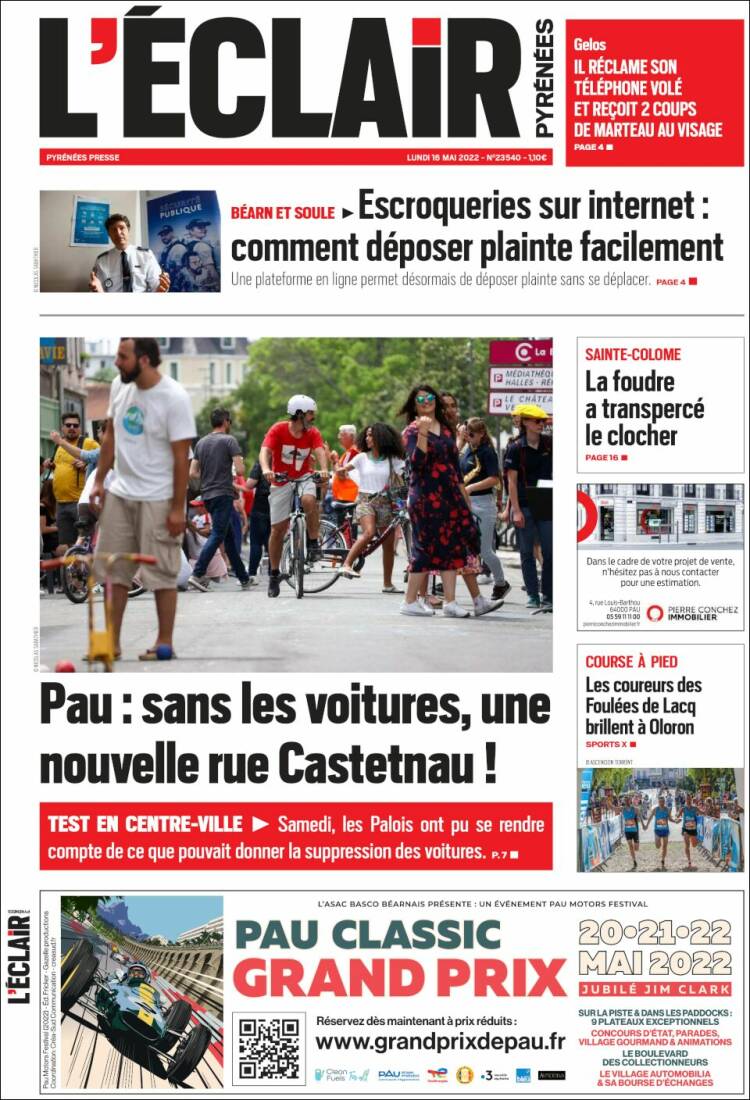 Portada de L'Eclair des Pyrénées (Francia)