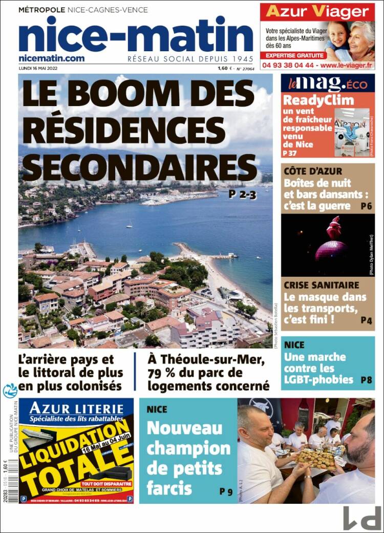 Portada de Nice-Matin (Francia)