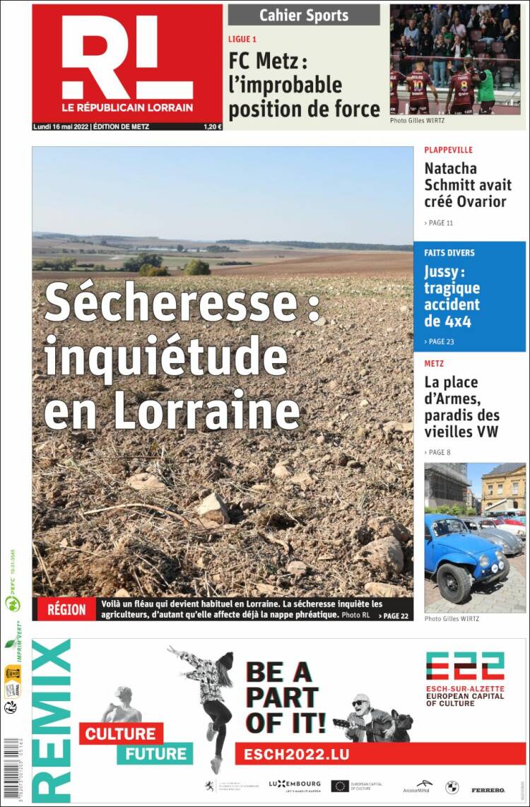 Portada de Le Republicain Lorrain (Francia)