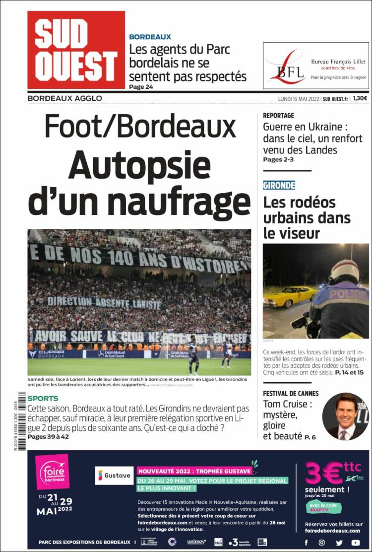 Portada de Sud Ouest (France)