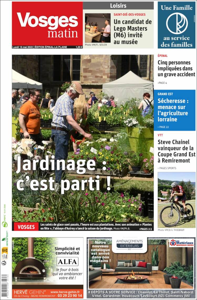 Portada de Vosges Matin (France)
