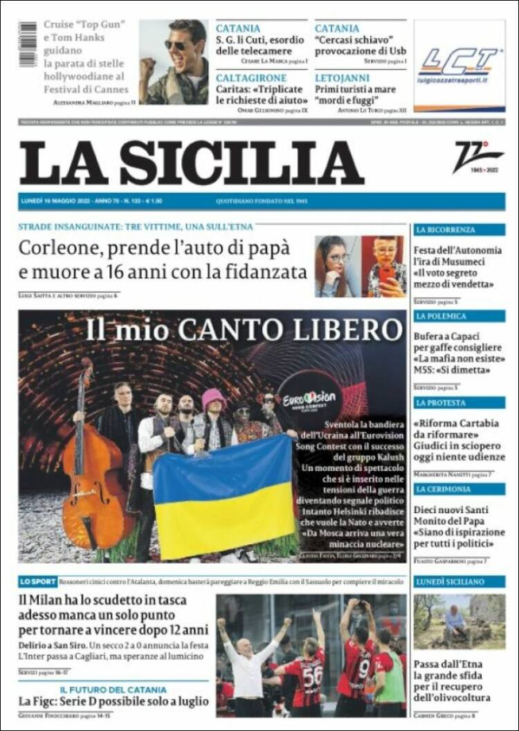 Portada de La Sicilia (Italia)