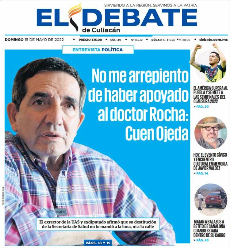 Portada de El Debate de Culiacán (México)