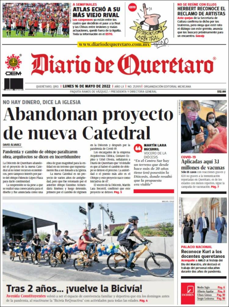 Portada de Diario de Querétaro (M&eacute;xico)