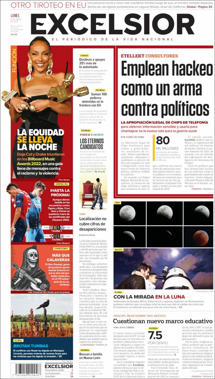 Portada de Excelsior (M&eacute;xico)