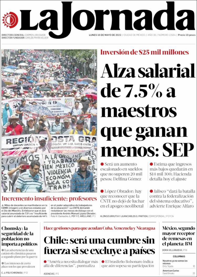 Portada de La Jornada (M&eacute;xico)