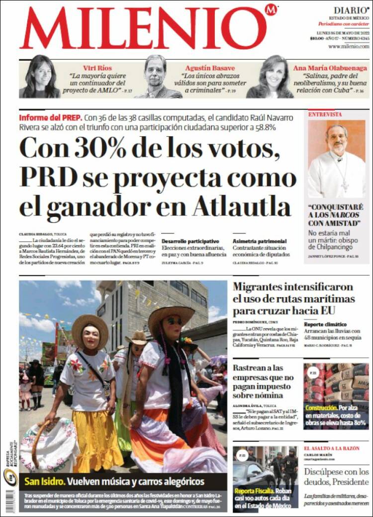 Portada de Milenio - Estado de México (México)