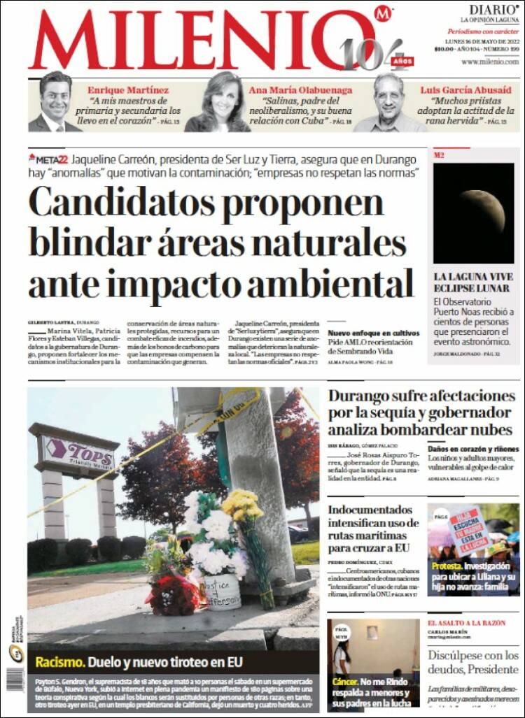 Portada de Milenio - Laguna (México)