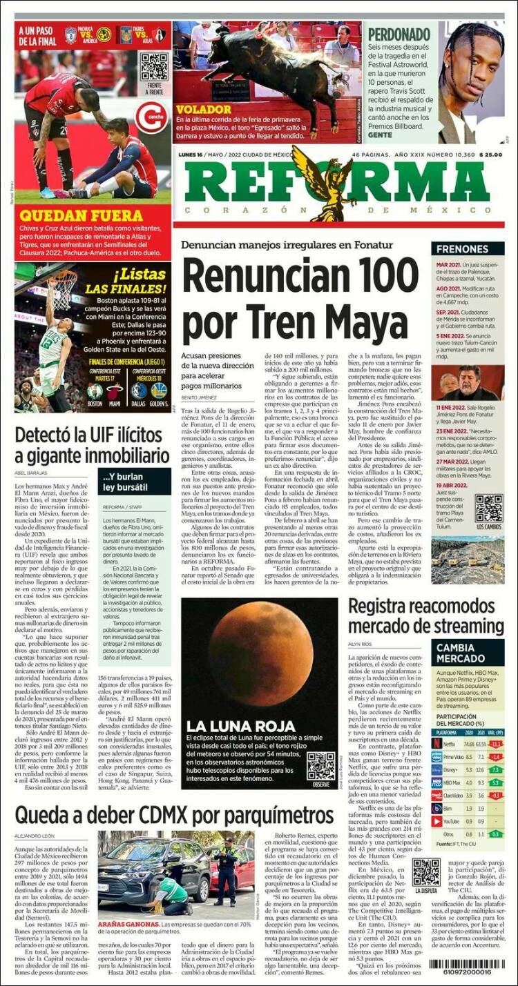 Portada de Reforma (M&eacute;xico)
