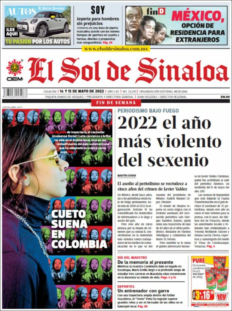 Portada de El Sol de Sinaloa (México)