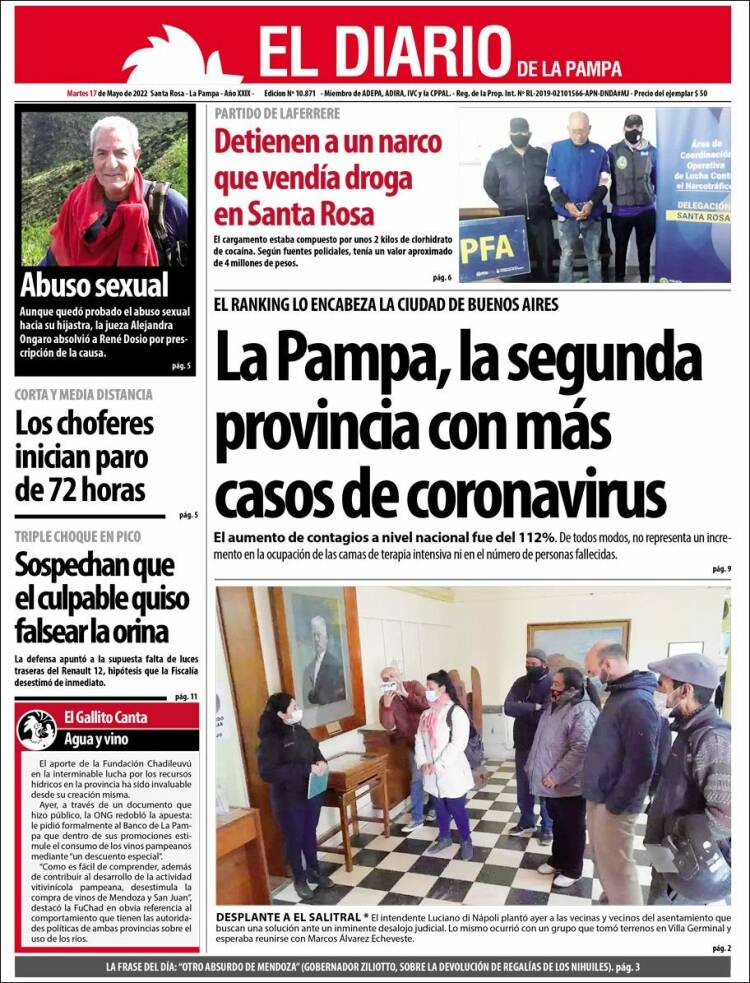 Portada de Diario de La Pampa (Argentina)