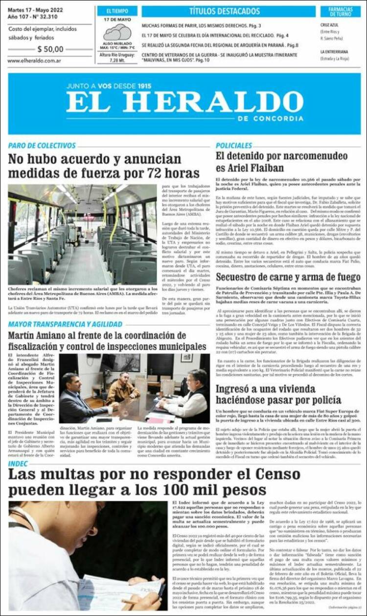 Portada de El Heraldo de Concordia (Argentina)
