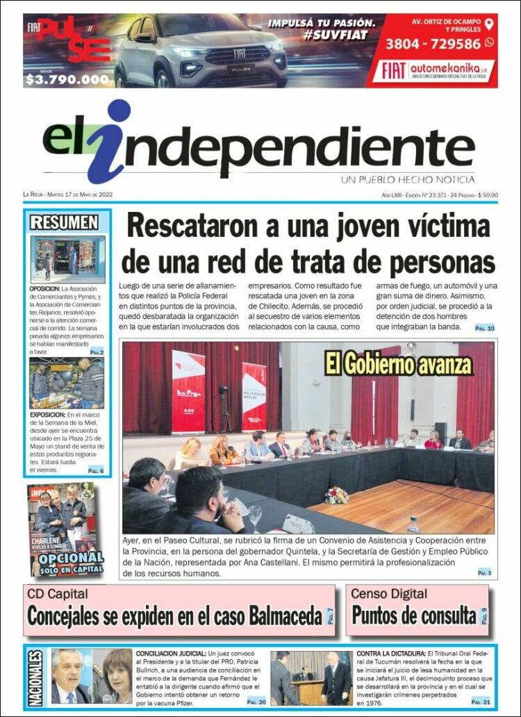 Portada de El Independiente (Argentina)