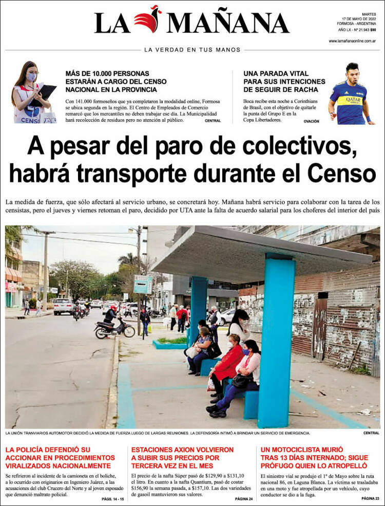 Portada de Diario La Mañana (Argentina)