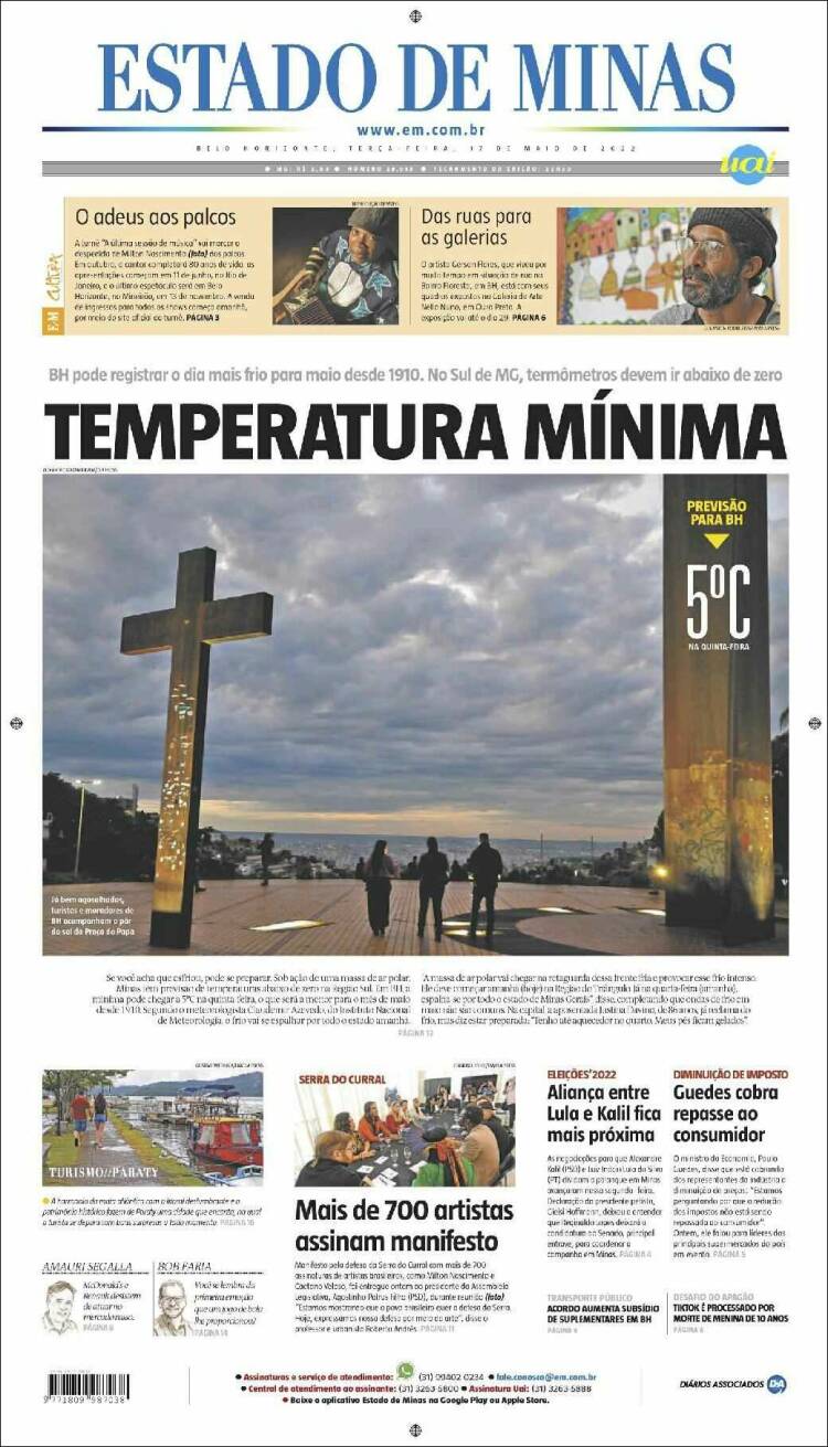 Portada de Jornal Estado de Minas (Brasil)