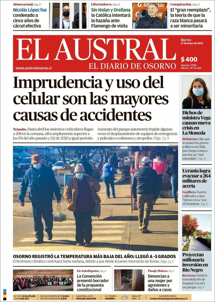 Portada de El Austral de Osorno (Chile)
