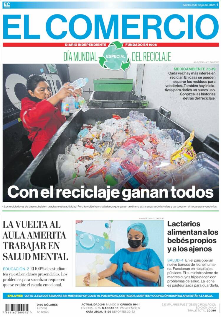 Portada de El Comercio (&Eacute;quateur)