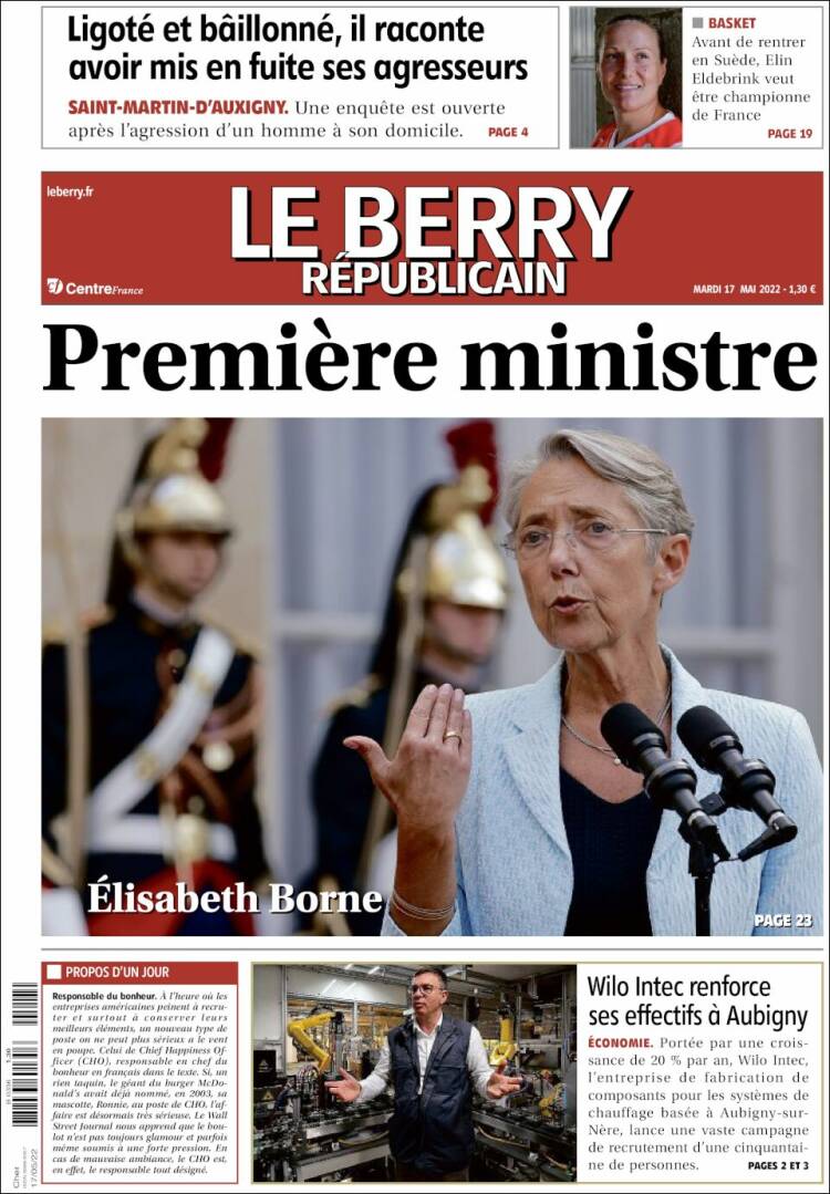 Portada de Berry Republicain (Francia)