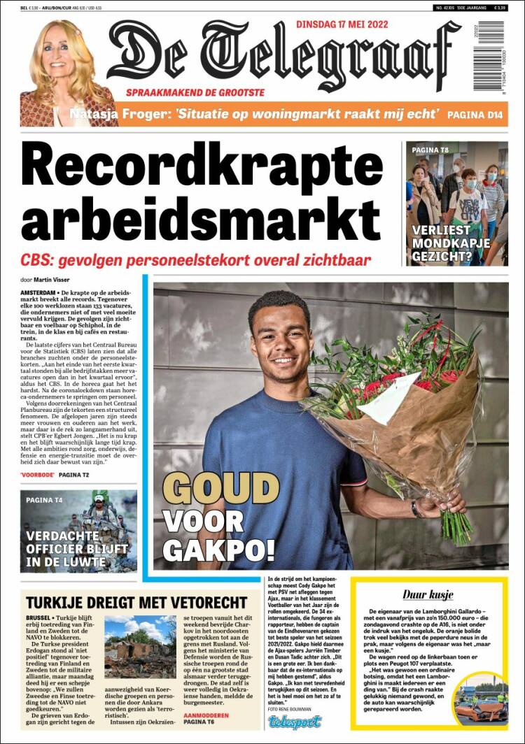 Portada de De Telegraaf (Pa&iacute;ses Bajos)