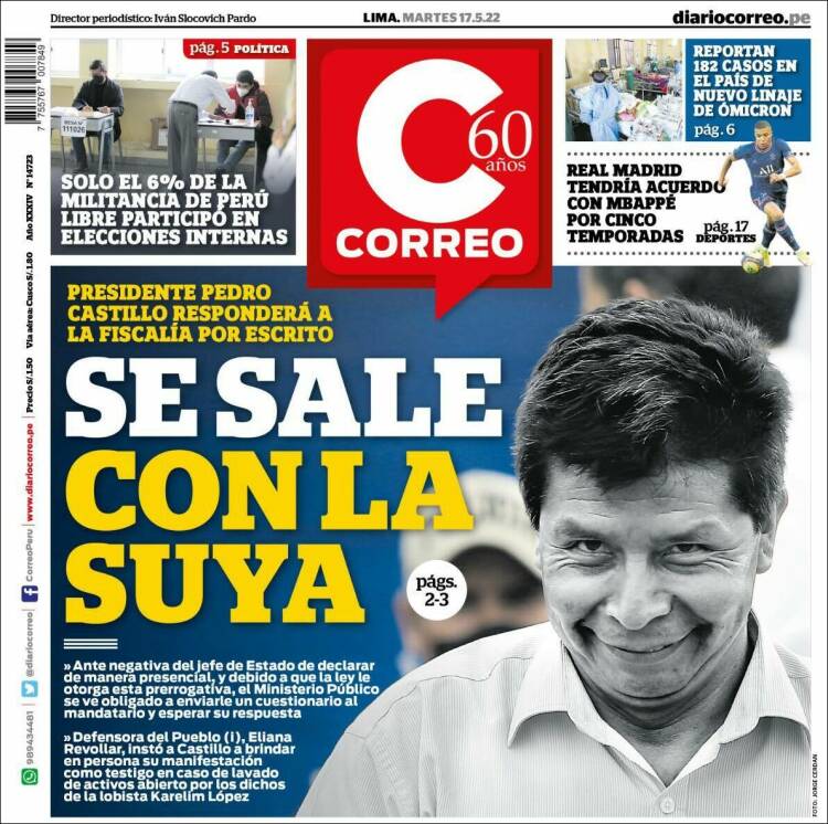 Portada de Diario Correo (Per&uacute;)