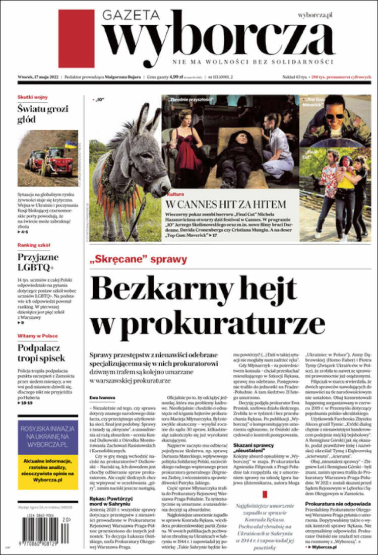 Portada de Gazeta Wyborcza (Polonia)