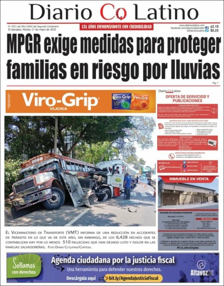 Portada de Diario Co Latino (El Salvador)