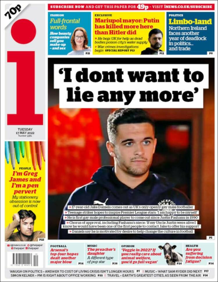 Portada de The i (Reino Unido)