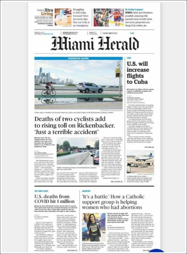 Portada de Miami Herald (USA)