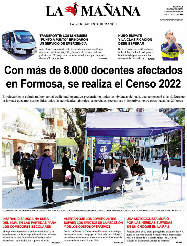 Portada de Diario La Mañana (Argentina)