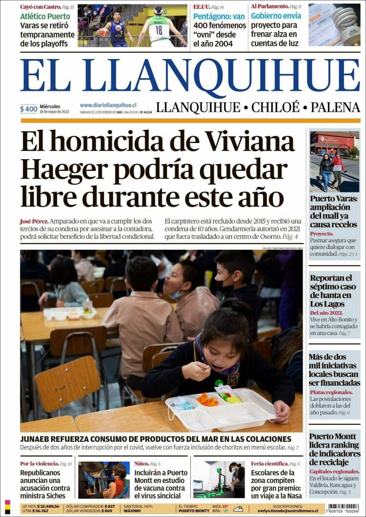 Portada de El Llanquihue (Chile)