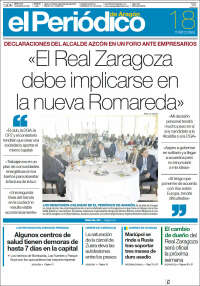 Portada de El Periódico de Aragón (España)