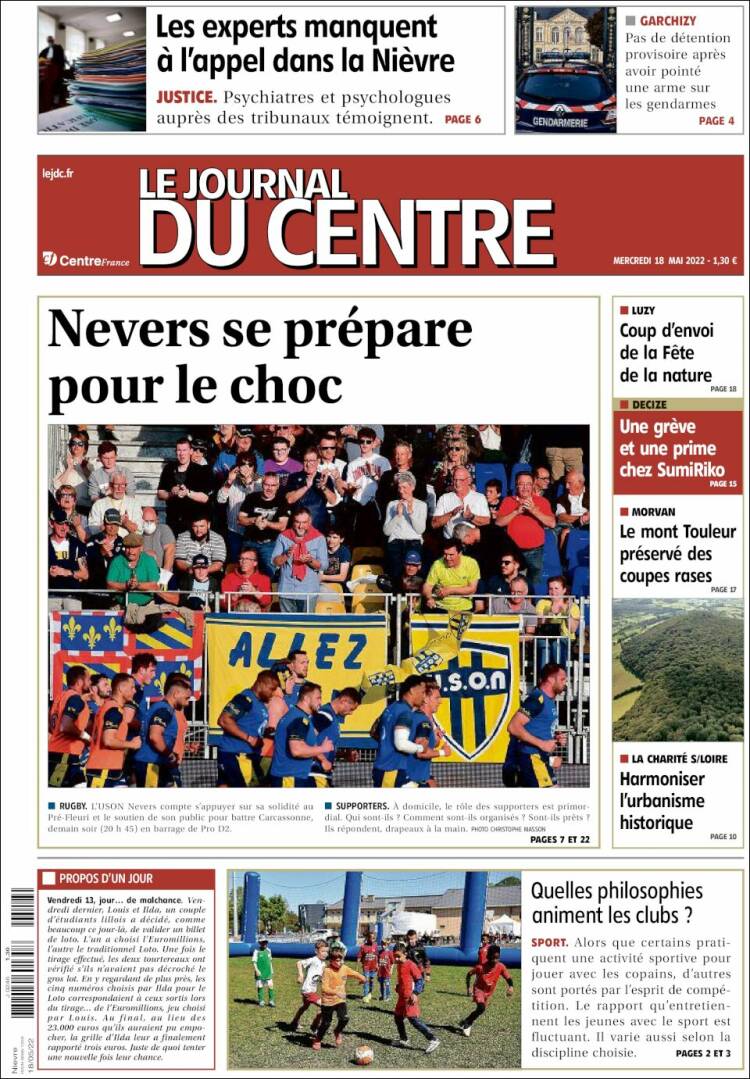 Portada de Le Journal du Centre (Francia)