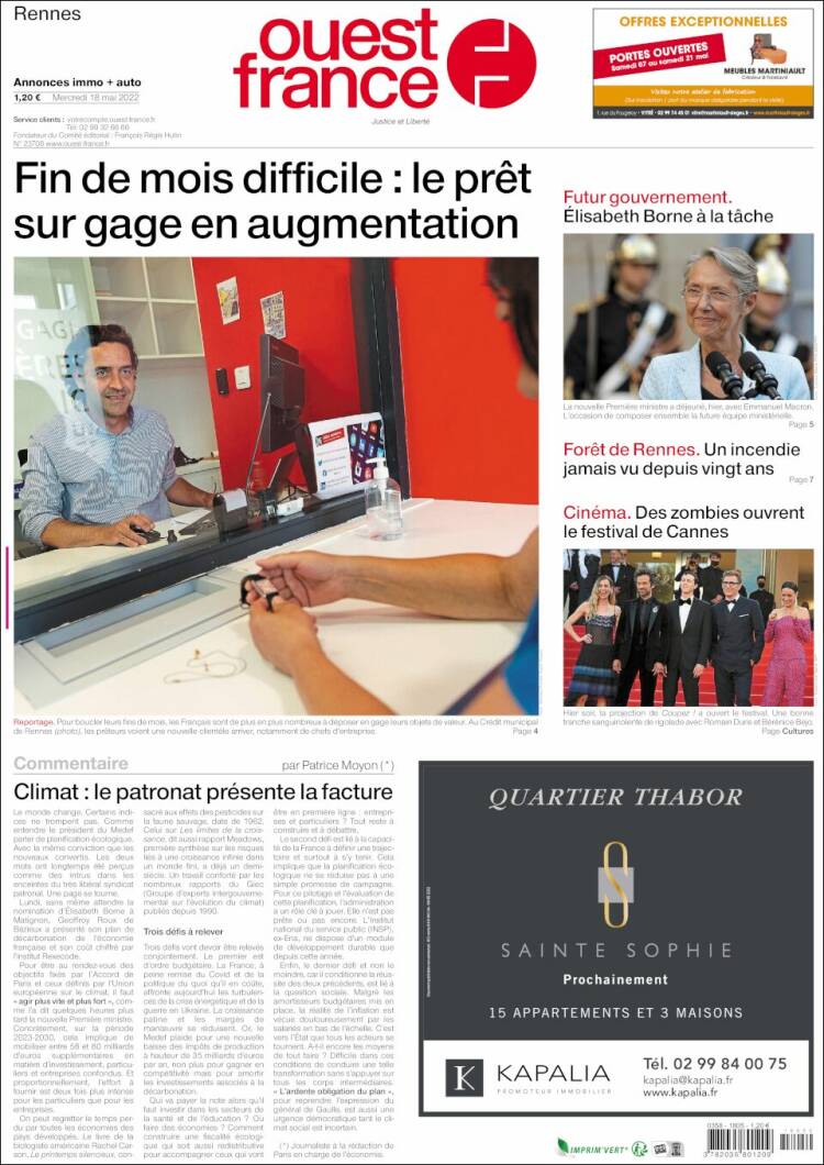 Portada de Ouest France (Francia)