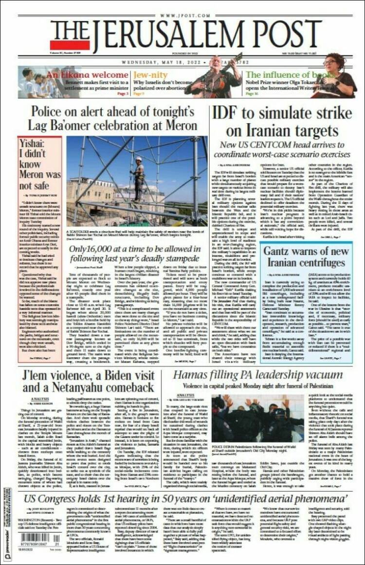 Portada de The Jerusalem Post (Israel)