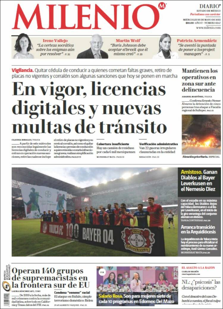 Portada de Milenio - Estado de México (México)