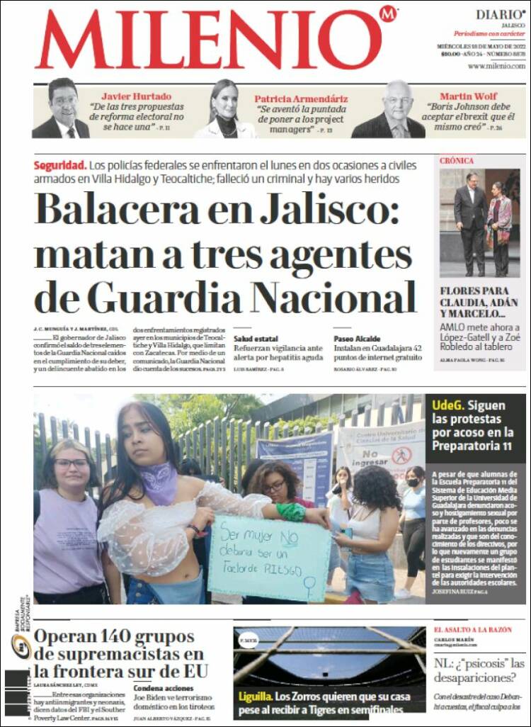 Portada de Milenio - Jalisco (México)