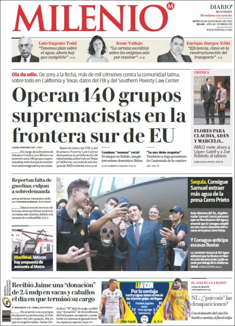 Portada de Milenio de Monterrey (México)