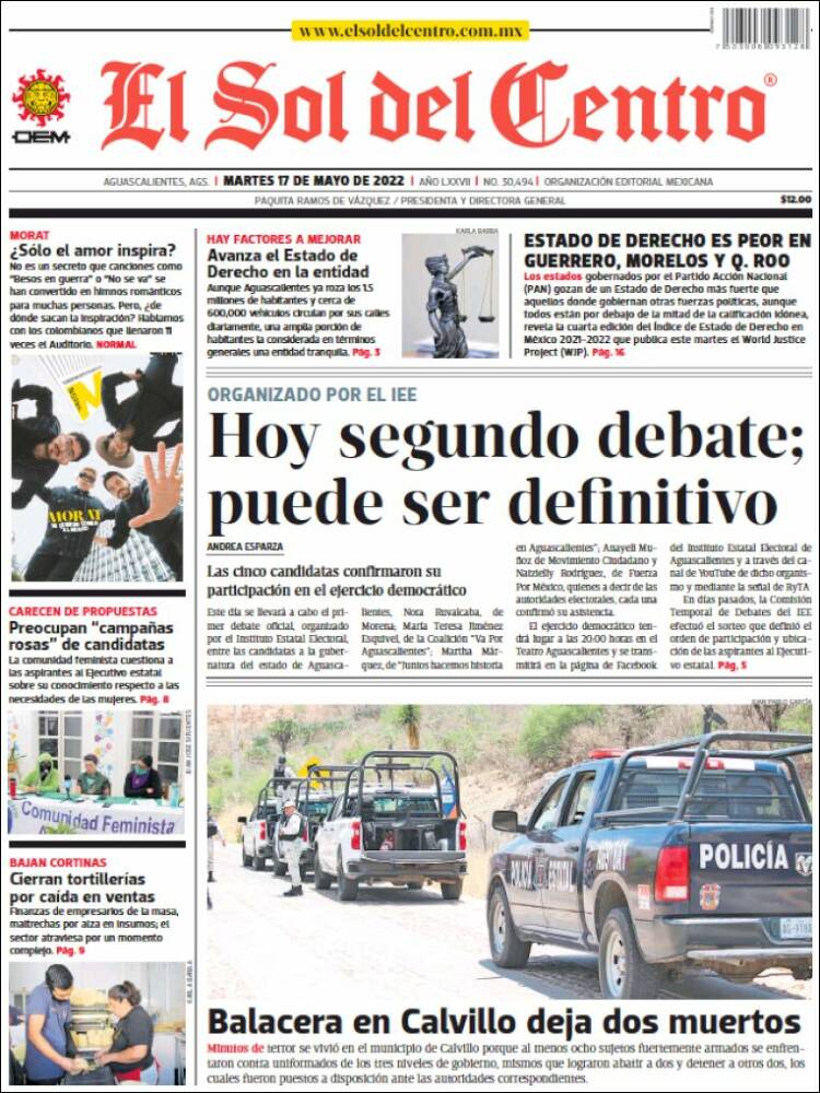 Portada de El Sol del Centro (México)