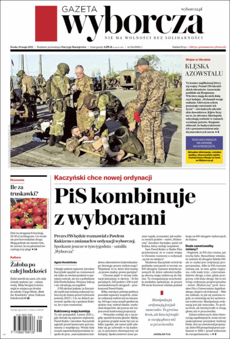 Portada de Gazeta Wyborcza (Polonia)