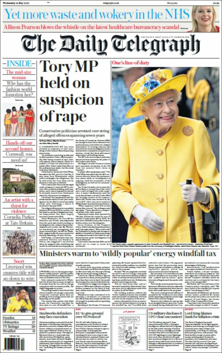 Portada de Daily Telegraph (Reino Unido)