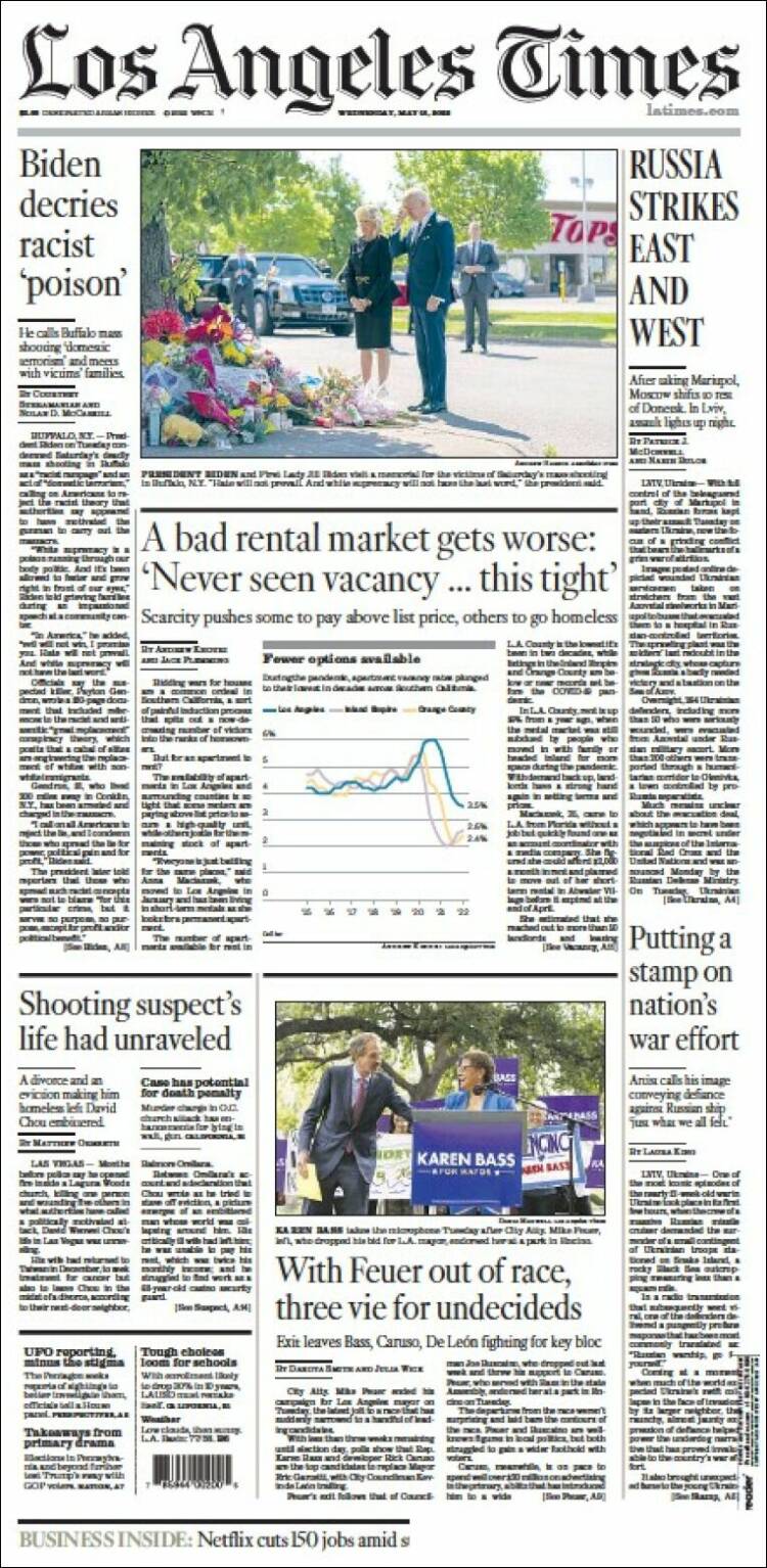 Portada de Los Angeles Times (USA)