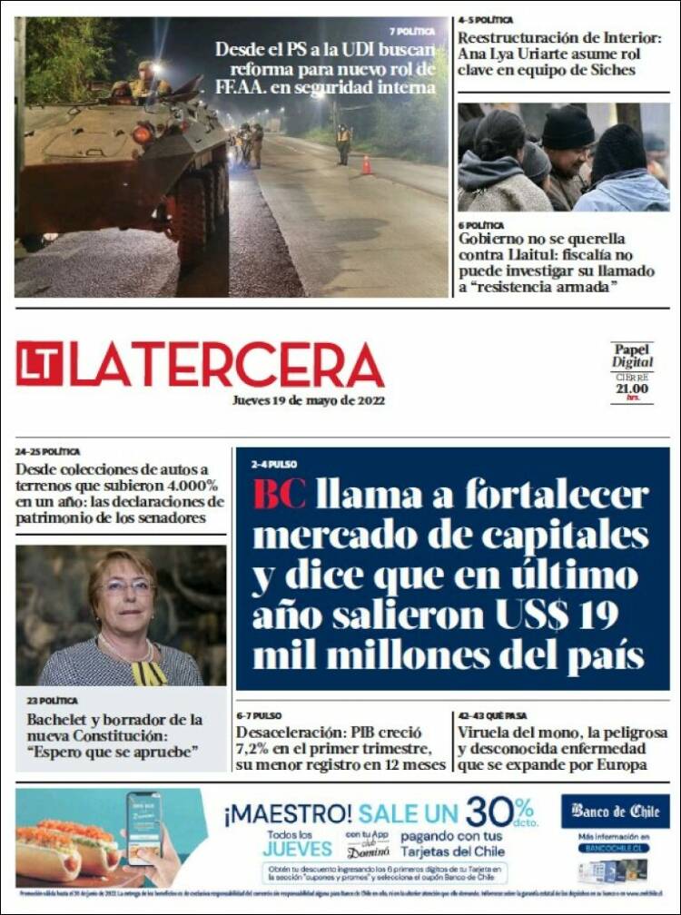 Portada de La Tercera (Chile)