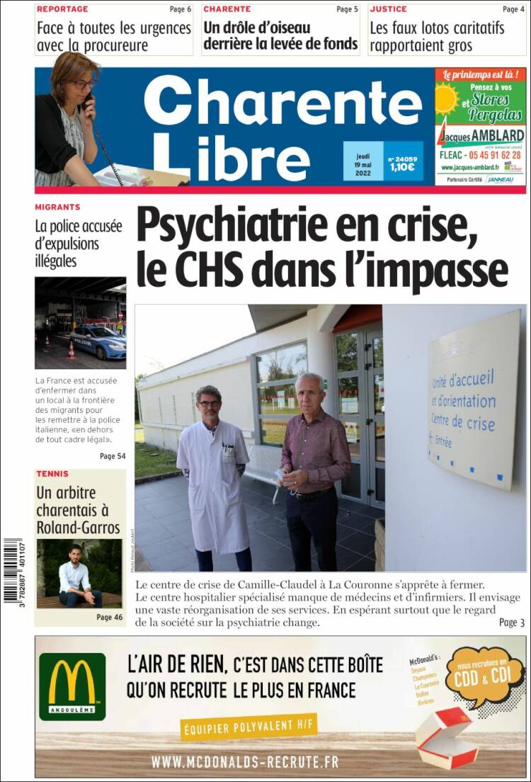 Portada de Charente Libre (Francia)