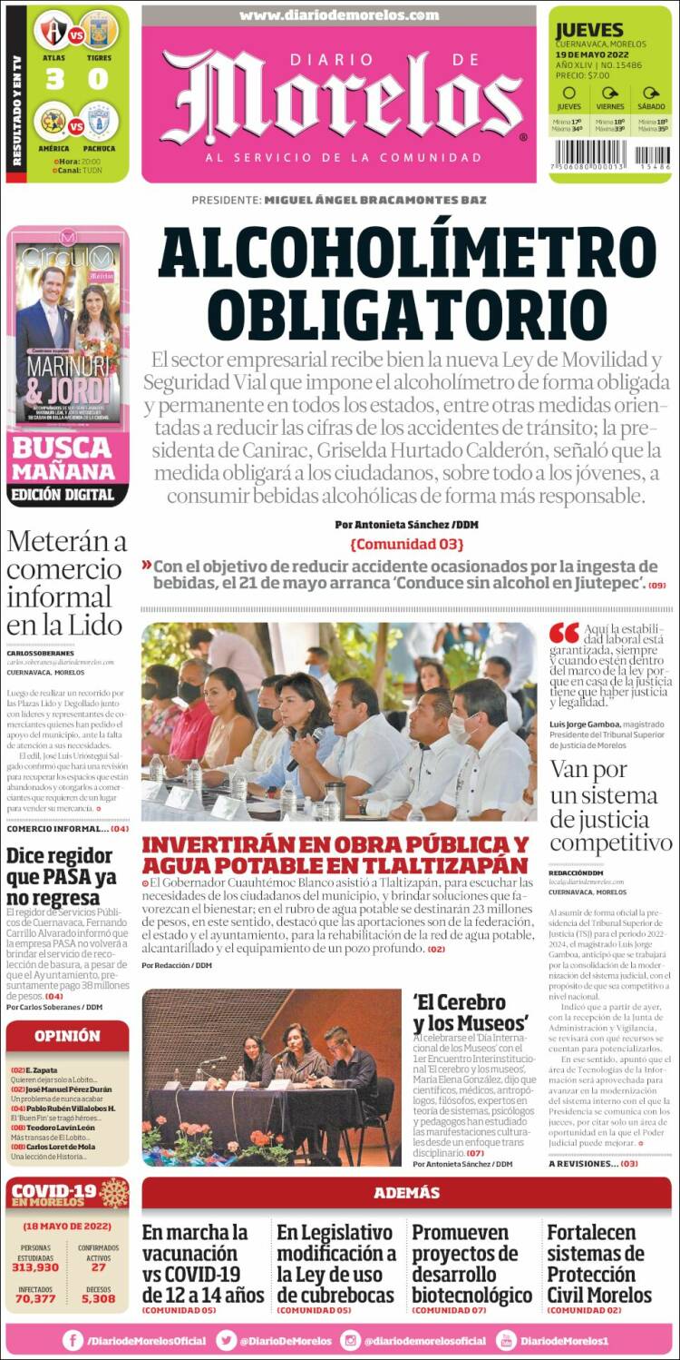 Portada de Diario de Morelos (México)