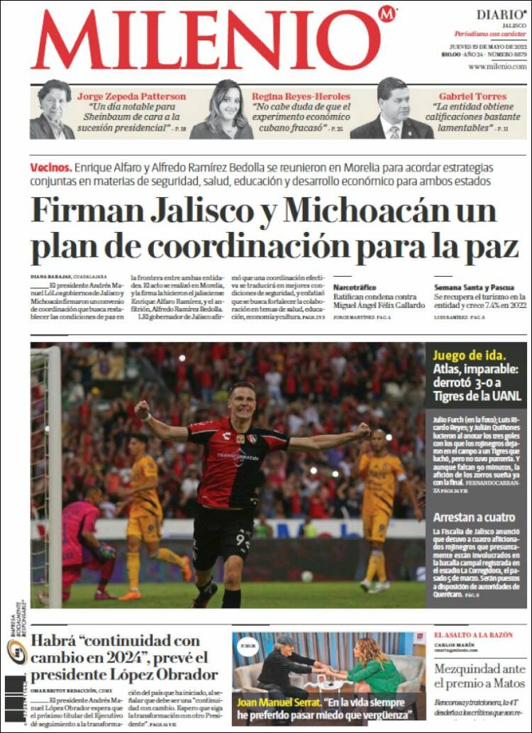 Portada de Milenio - Jalisco (México)