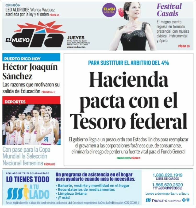 Portada de El Nuevo Día (Puerto Rico)