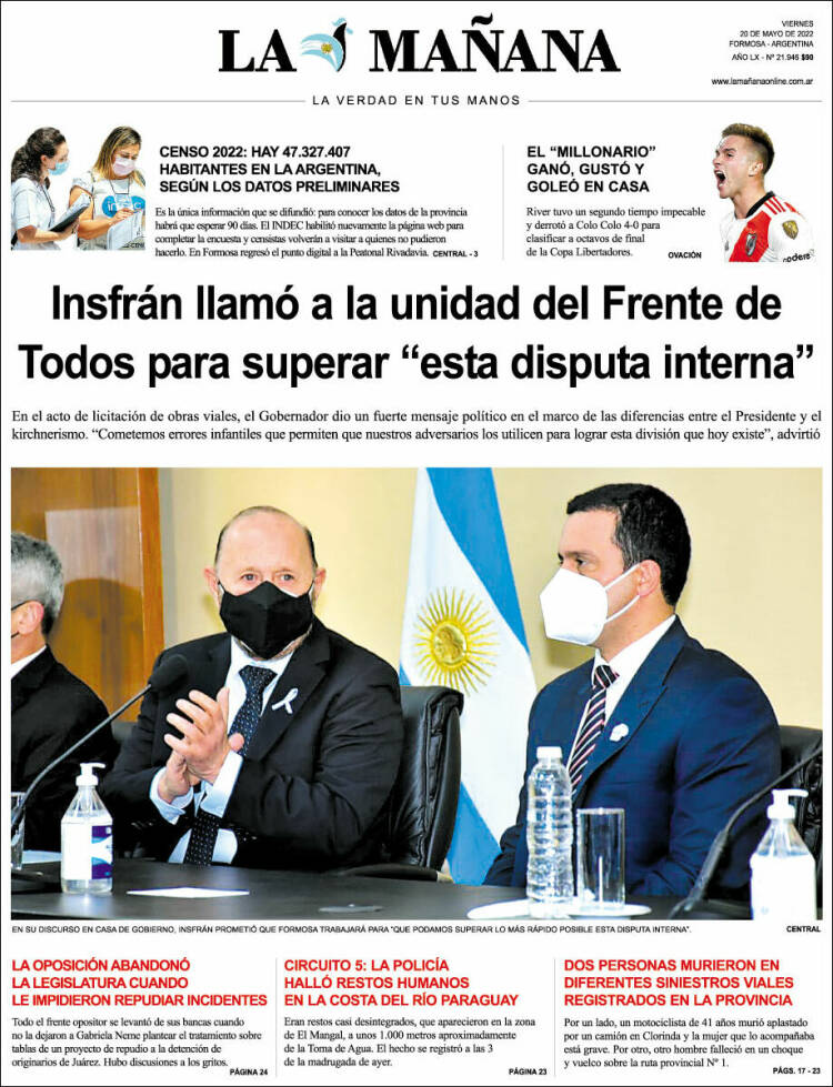 Portada de Diario La Mañana (Argentina)