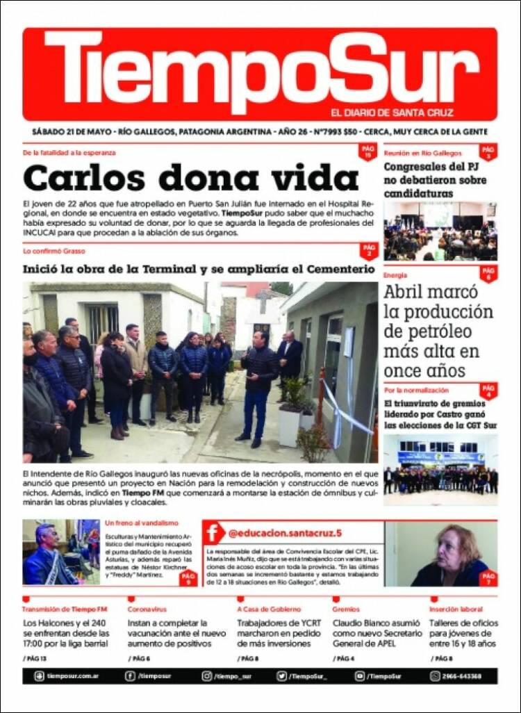 Portada de Tiempo Sur (Argentina)